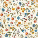 Oatmeal Floral Toss Lil Farmers Cotton 44"/45" Fabric Per Yard