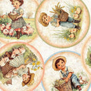 Oatmeal Lil Farmers Circle Vignettes Cotton 44"/45" Fabric Per Yard