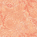 Light Salmon Dahlias at Dusk Tonal Floral & Butterflies Cotton 44"/45" Fabric Per Yard