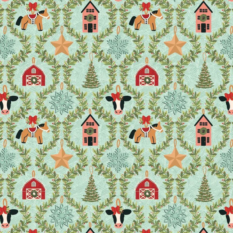 Prairie Christmas - Country Ornaments - Teal