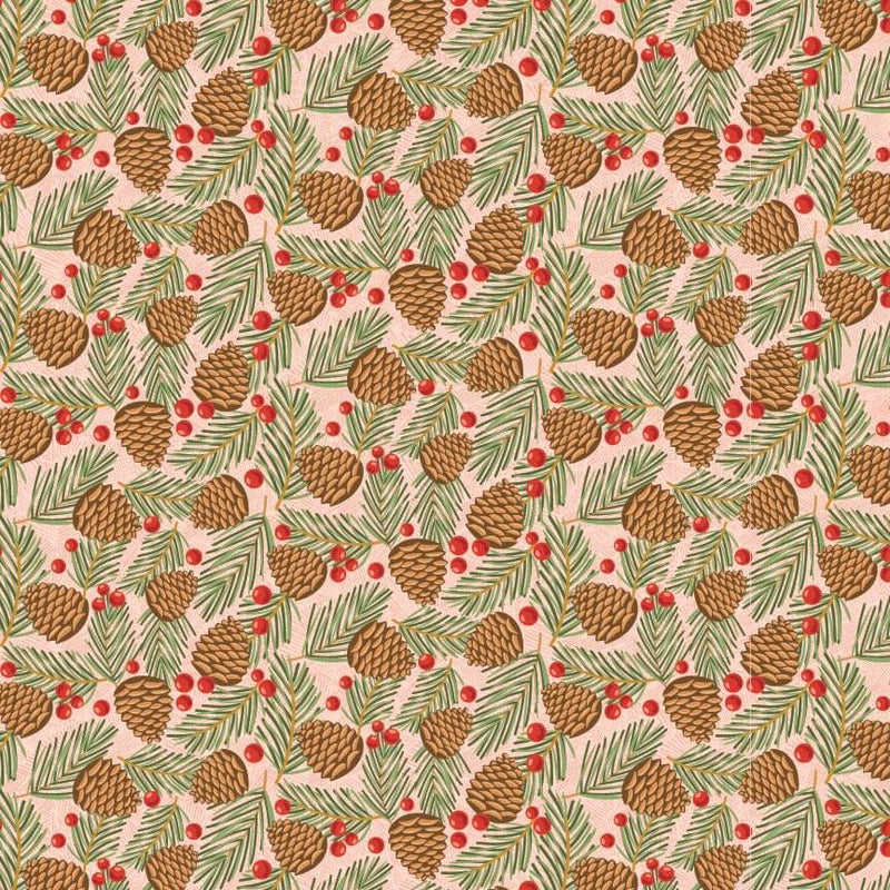Prairie Christmas - Traditional Pine Cones - Pink