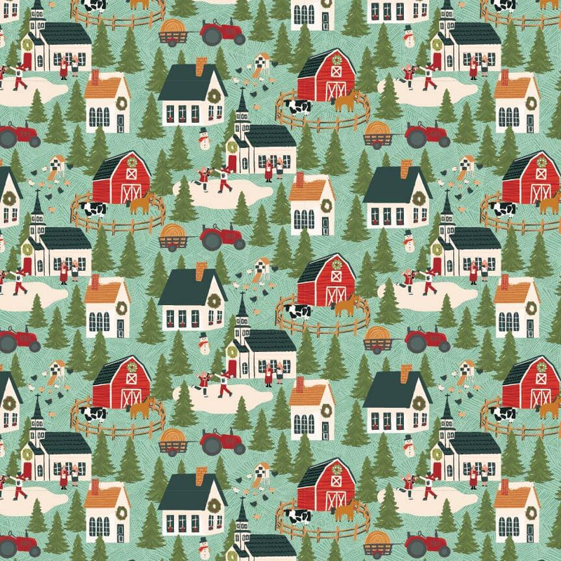 Prairie Christmas - A Winter Scene - Teal