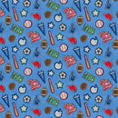 Blue Patch Perfect Sports Cotton 43"/44" Fabric Per Yard