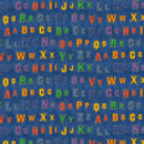 Blue Patch Perfect Alphabet Rows Cotton 43"/44" Fabric Per Yard