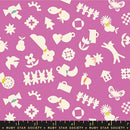 Paper Cuts 2 Heliotrope Lavender Icons Ephemera Cotton 43"/44" Fabric Per Yard