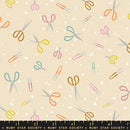 Paper Cuts 2 Parchment Natural Office Supplies Cotton 43"/44" Fabric Per Yard
