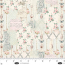 Parisian Snippets Digital Ecru Floral Lattices Cotton 44"/45" Fabric Per Yard