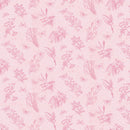 Pink Flower Sprigs Fluttering Florals Cotton 43"/44" Fabric Per Yard