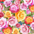 Pink Multi Roses Blissful Blooms Cotton 43"/44" Fabric Per Yard