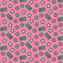 Pink Patch Perfect Soccer Cotton 43"/44" Fabric Per Yard