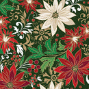 Poinsettia Jacobean Forest Green Cotton 44"/45" Fabric Per Yard