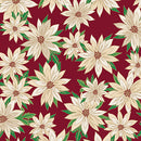 Poinsettias In Bloom Crimson Cotton 44"/45" Fabric Per Yard
