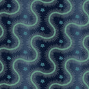 Prussian Blue Serpentine Stripe Lost Gardens of Heligan Cotton 43"/44" Fabric Per Yard