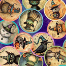 Purple Animal Witches Medallions Witchypoo Cotton 44"/45" Fabric Per Yard