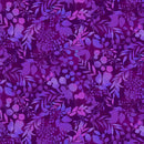 Purple Fern & Foliage Blissful Blooms Cotton 43"/44" Fabric Per Yard