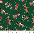 Rudolph The Red-Nosed Reindeer Rudolph Toss Dark Green 44"/45" Cotton Fabric Per Yard