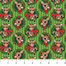 Rudolph The Red-Nosed Reindeer Rudolph Wreath Green 44"/45" Cotton Fabric Per Yard