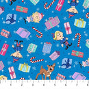 Rudolph The Red-Nosed Reindeer Presents Blue 44"/45" Cotton Fabric Per Yard