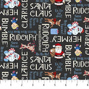 Rudolph The Red-Nosed Reindeer Phrases Charcoal 44"/45" Cotton Fabric Per Yard