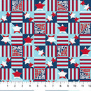 Red Multi Starstripe Block 44"/45" Cotton Fabric Per Yard