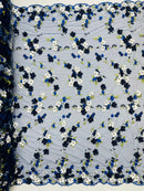 Multi Color 3d floral Daisy Design Embroider Lace 54" Wide| New Creations Fabric & Foam Inc.