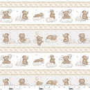 Sleepy Teddy Oatmeal/Gray Border Stripe Cotton 44"/45" Fabric Per Yard