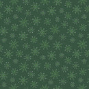 Snowflakes Metallic Green Merry Mix 43"/44" Cotton Fabric Per Yard