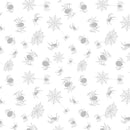 Spooky Spectacle - Spider Toss White on White Cotton 44"/45" Fabric Per Yard