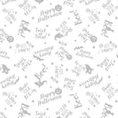 Spooky Spectacle - Word Toss White on White Cotton 44"/45" Fabric Per Yard