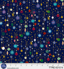 Turnowsky Treasures Ditzy Glowing Ornaments Navy 44"/45" Cotton Fabric Per Yard