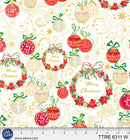 Turnowsky Treasures Allover Wreaths and Ornaments White 44"/45" Cotton Fabric Per Yard