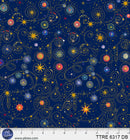 Turnowsky Treasures Scrolls and Stars Allover Dark Blue 44"/45" Cotton Fabric Per Yard