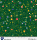 Turnowsky Treasures Scrolls and Stars Allover Green 44"/45" Cotton Fabric Per Yard