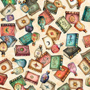 Tan Books Toss Witchypoo Cotton 44"/45" Fabric Per Yard