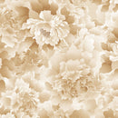 Tan Monochromatic Peony 118" Peony Paradise Cotton Wideback Fabric Per Yard
