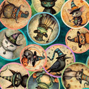 Teal Animal Witches Medallions Witchypoo Cotton 44"/45" Fabric Per Yard