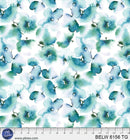 Teal / Green Floral Butterfly Belle 108" Cotton Wideback Fabric Per Yard