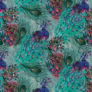 Teal/Multi Affinity Peacock Cotton 44"/45" Fabric Per Yard