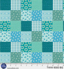 Things With Wings Blue Green Squares 44/45" Fabric Per Yard