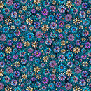 Turquoise Mosaic Blooms Tile Coordinate Cotton 44/45 Fabric Per Yard