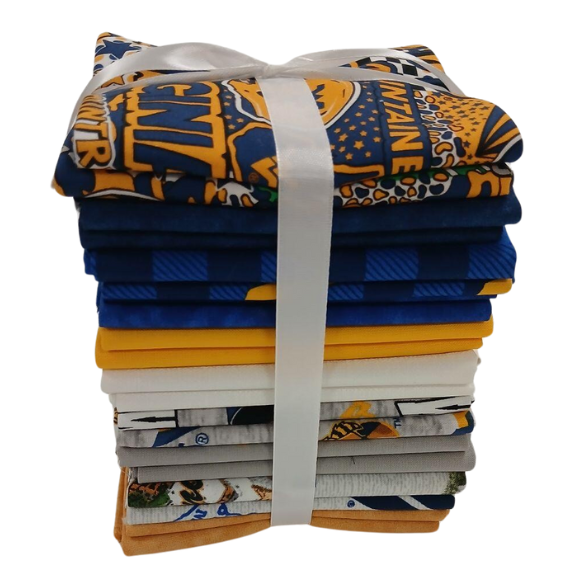 West Virginia Mountaineers - Fat Quarter Bundle - 20 pack (Gold & Blue)