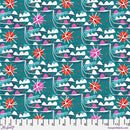 Waves Teal Colori Cotton 44"/45" Fabric Per Yard