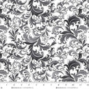 White Black Scrolls Scarlet's Treasure 44"/45" Cotton Fabric Per Yard