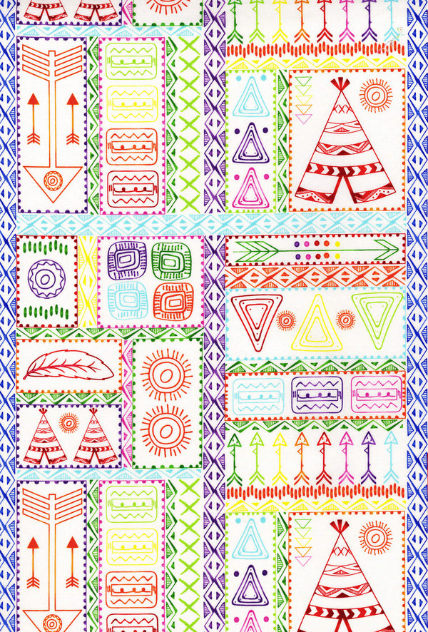 Pow Wow Wow! - Patchwork Symbols - Bright White