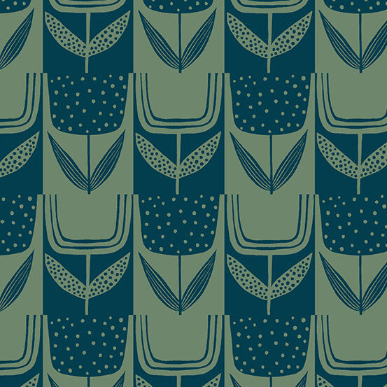 Perennial - Patchwork Tulips - Navy/Green