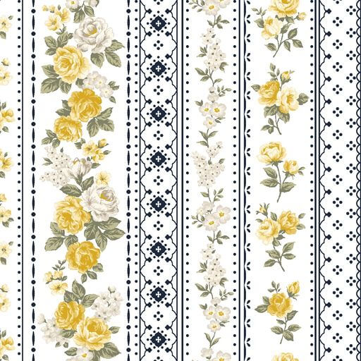 Floral Stripe - Yellow/Blue