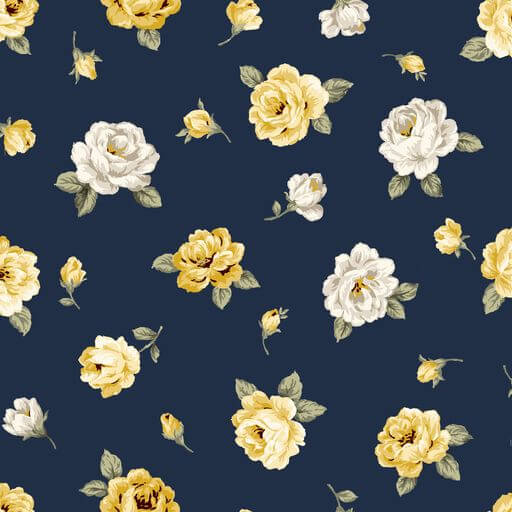 Tossed Floral - Yellow/Blue
