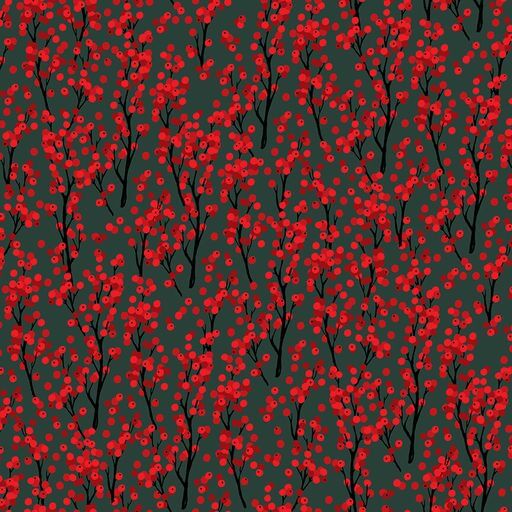 Chickadee Christmas Choir - Berries - Dark Grey