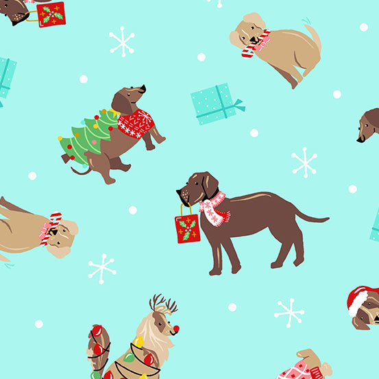 Furry & Bright - Holiday Dogs - Teal