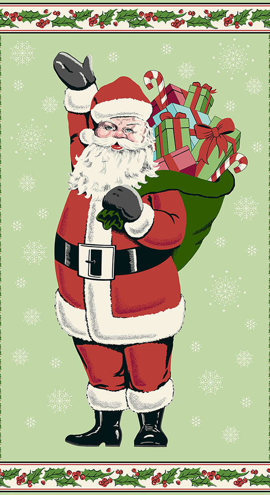 Retro Ho Ho - Santa Panel - Green